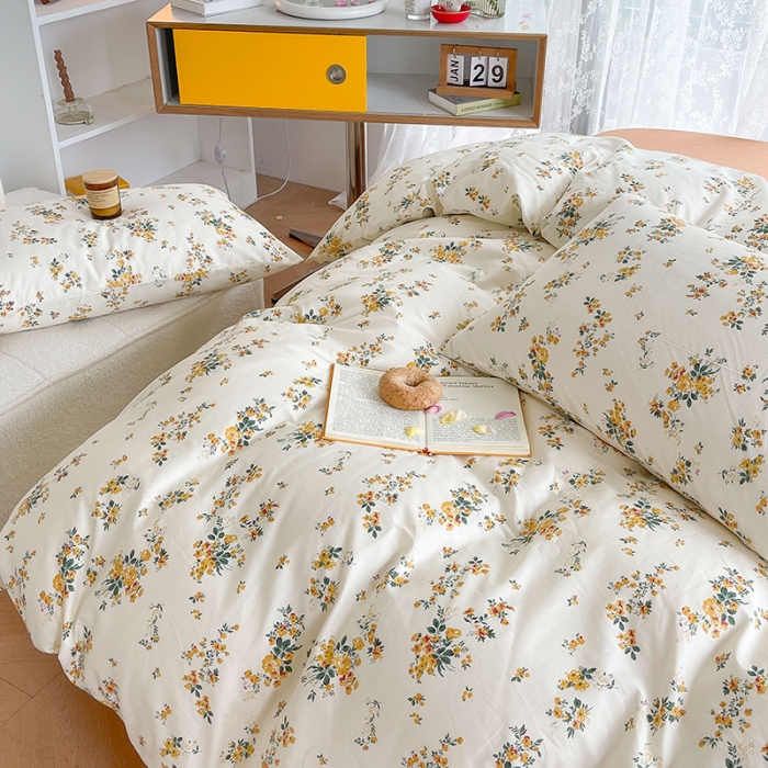 91家纺网 家纺一手货源 找家纺 感遇2022新款纯棉印花四件套 木槿