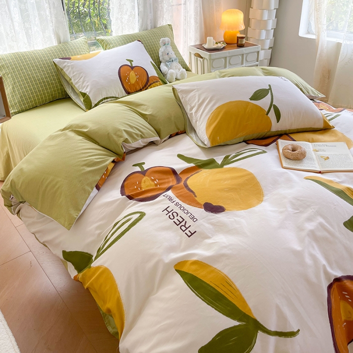 91家纺网 家纺一手货源 找家纺 感遇2022新款纯棉印花四件套 秋实