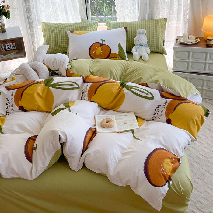 91家纺网 家纺一手货源 找家纺 感遇2022新款纯棉印花四件套 秋实