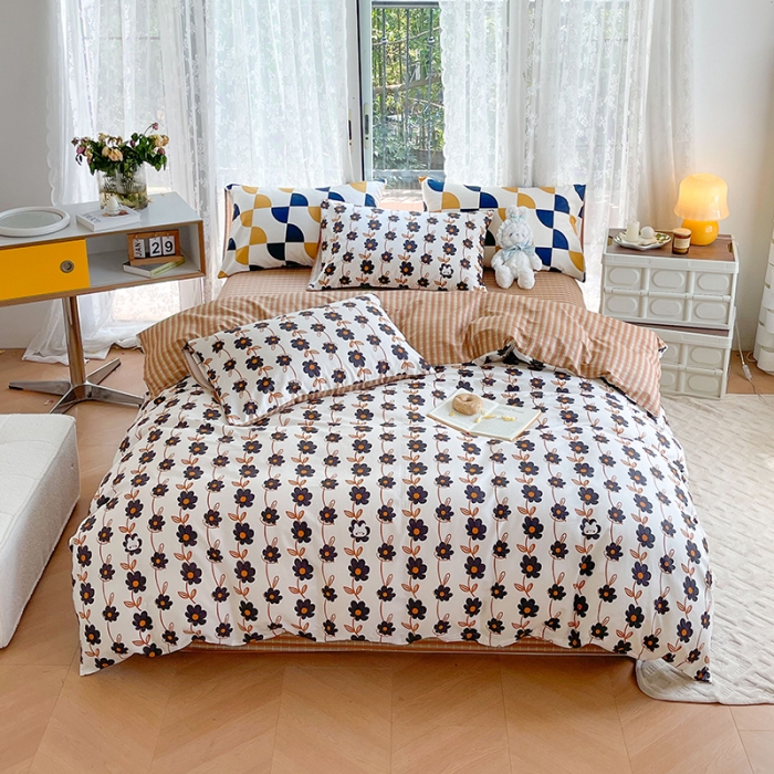 91家纺网 家纺一手货源 找家纺 感遇2022新款纯棉印花四件套 渲染