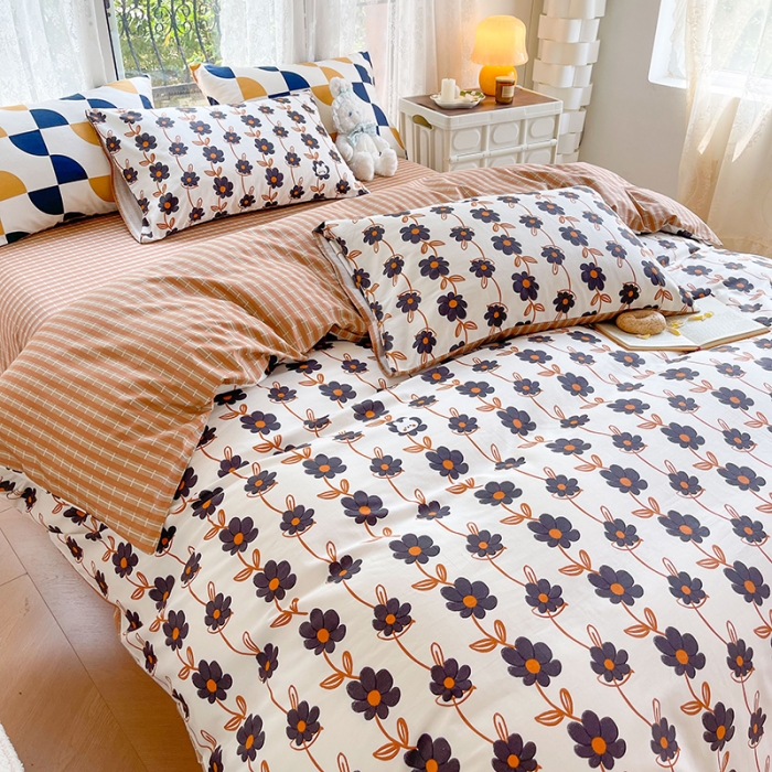 91家纺网 家纺一手货源 找家纺 感遇2022新款纯棉印花四件套 渲染