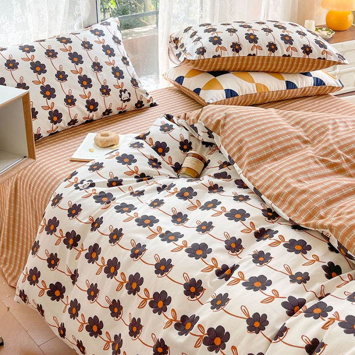 91家纺网 家纺一手货源 找家纺 感遇2022新款纯棉印花四件套 渲染