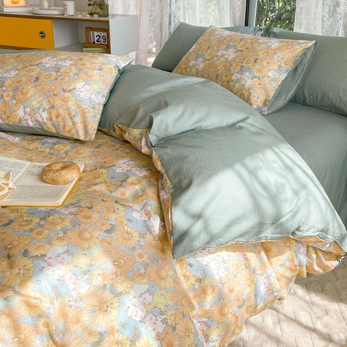 91家纺网 家纺一手货源 找家纺 感遇2022新款纯棉印花四件套 玉兔