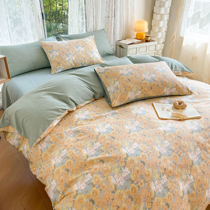 91家纺网 家纺一手货源 找家纺 感遇2022新款纯棉印花四件套 玉兔