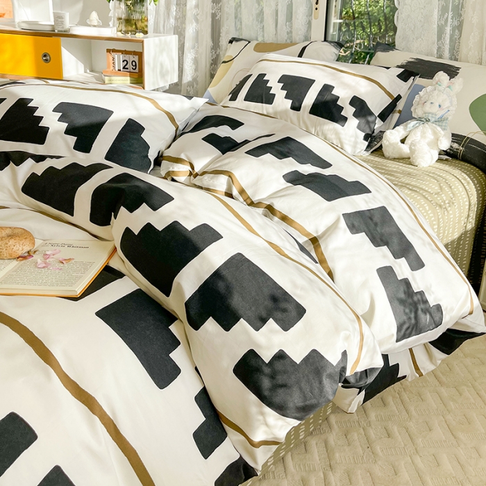 91家纺网 家纺一手货源 找家纺 感遇2022新款纯棉印花四件套 约克