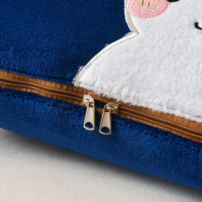 91家纺网 家纺一手货源 找家纺 阳光依佰2022新款牛奶绒多功能抱枕被系列-萌小兔 藏蓝