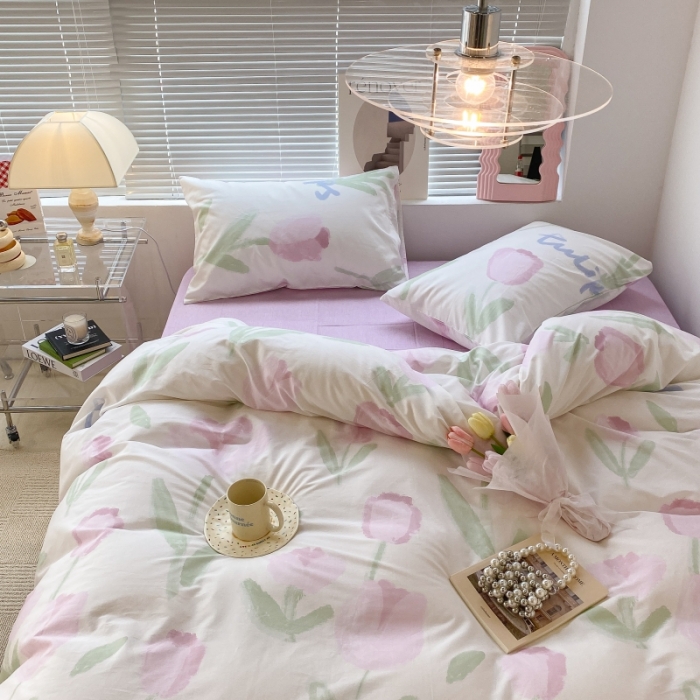 91家纺网 家纺一手货源 找家纺 （总）昔可家纺 2022新款法式田园花卉系列全棉四件套