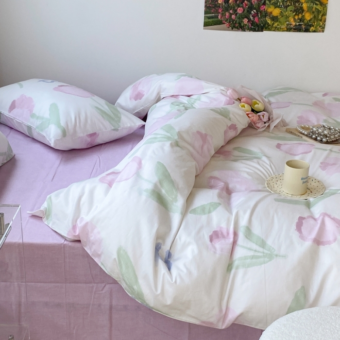 91家纺网 家纺一手货源 找家纺 （总）昔可家纺 2022新款法式田园花卉系列全棉四件套