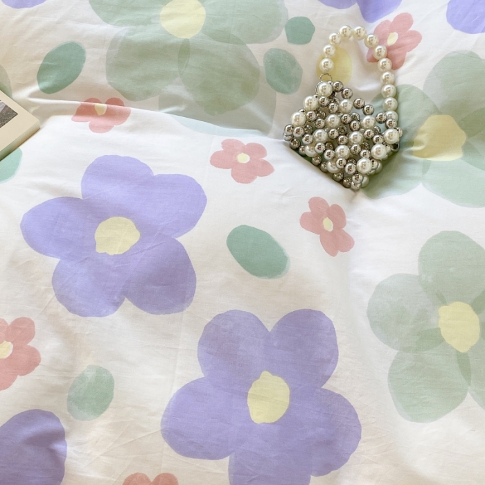 91家纺网 家纺一手货源 找家纺 昔可家纺 2022新款法式田园花卉系列全棉四件套 青缇慕斯