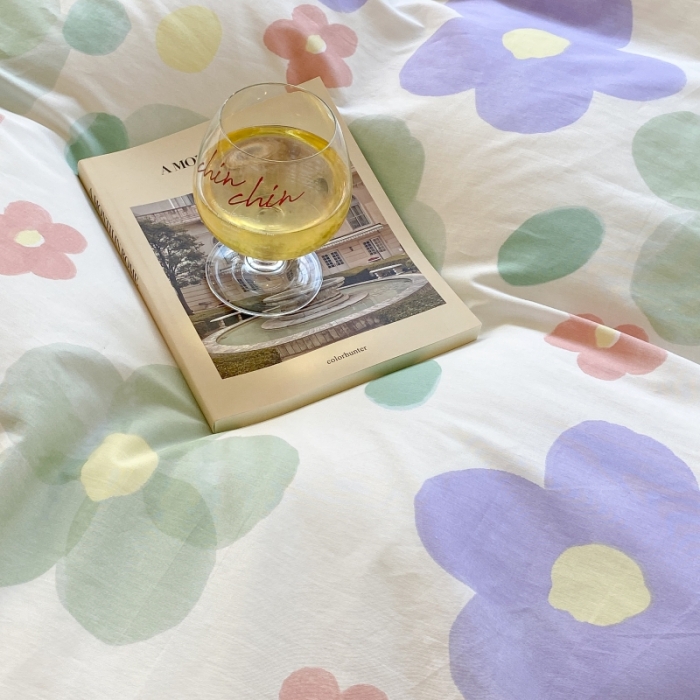 91家纺网 家纺一手货源 找家纺 昔可家纺 2022新款法式田园花卉系列全棉四件套 青缇慕斯