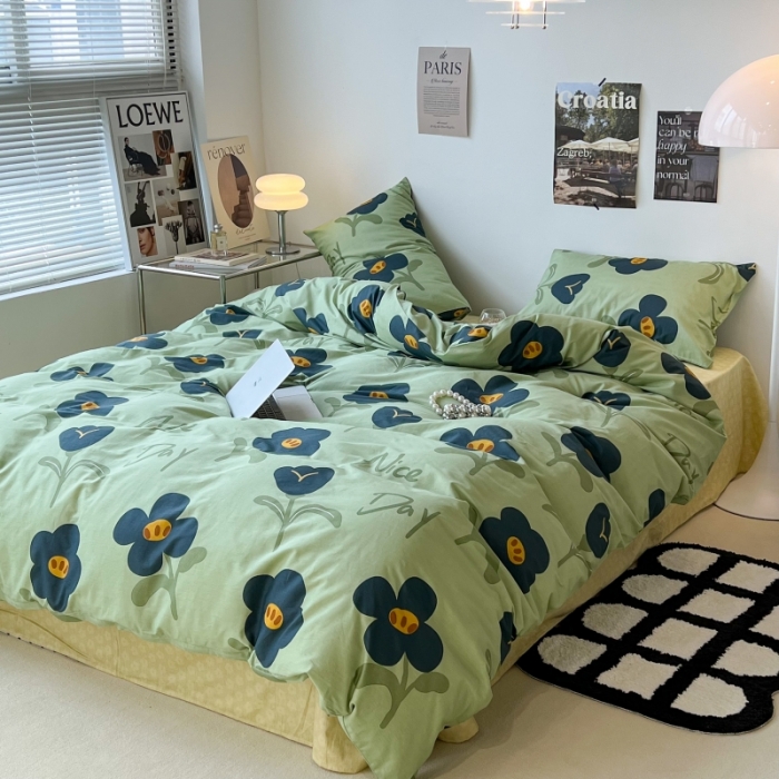 91家纺网 家纺一手货源 找家纺 昔可家纺 2022新款法式田园花卉系列全棉四件套 森绿湖畔