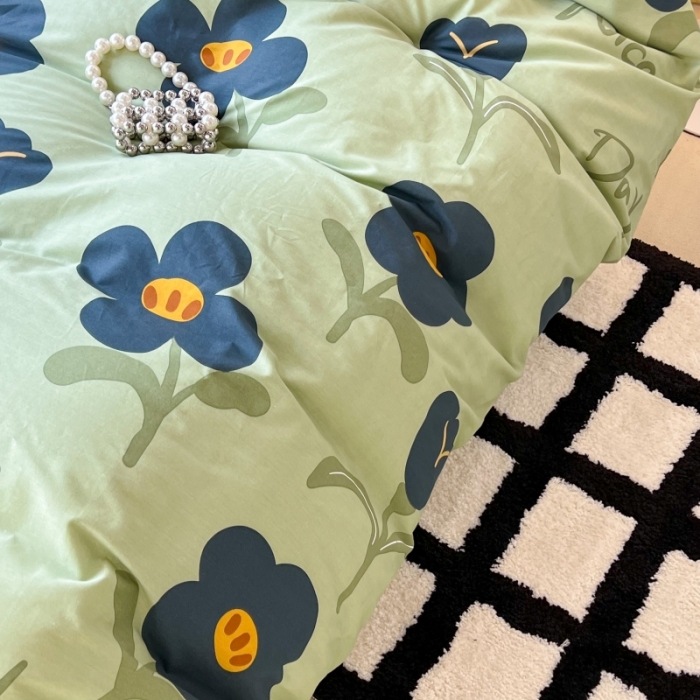 91家纺网 家纺一手货源 找家纺 昔可家纺 2022新款法式田园花卉系列全棉四件套 森绿湖畔