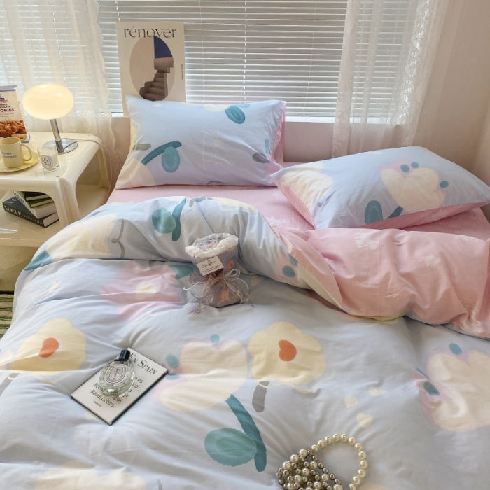 91家纺网 家纺一手货源 找家纺 昔可家纺 2022新款法式田园花卉系列全棉四件套 夏沫慕斯