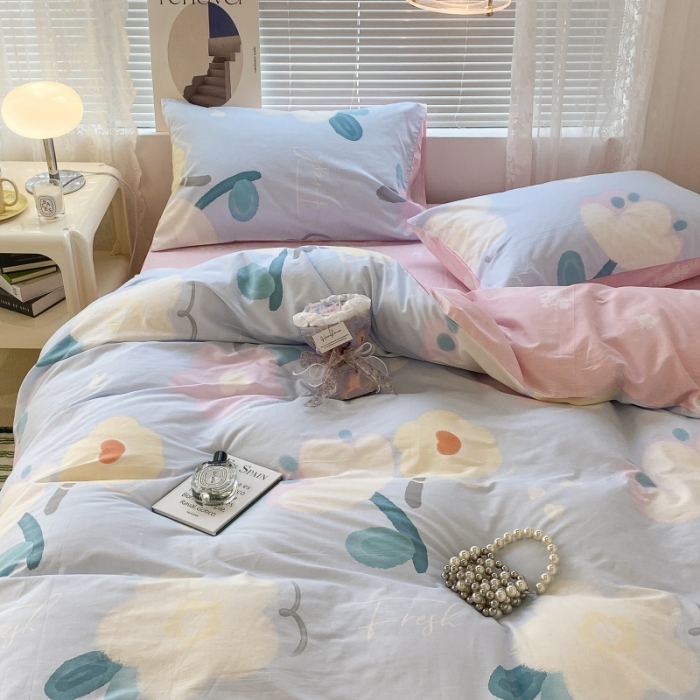 91家纺网 家纺一手货源 找家纺 昔可家纺 2022新款法式田园花卉系列全棉四件套 夏沫慕斯