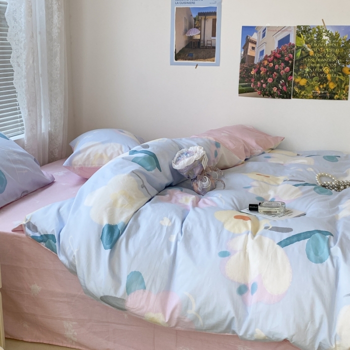 91家纺网 家纺一手货源 找家纺 昔可家纺 2022新款法式田园花卉系列全棉四件套 夏沫慕斯