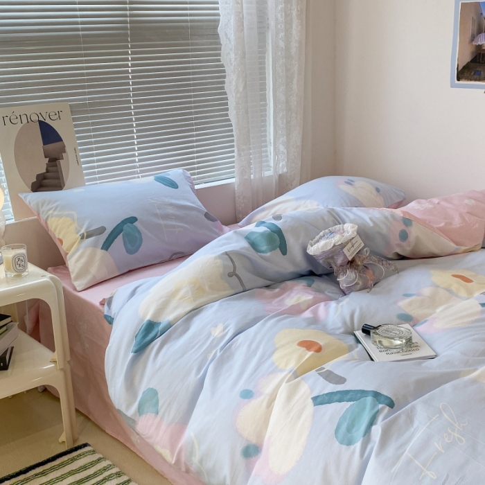 91家纺网 家纺一手货源 找家纺 昔可家纺 2022新款法式田园花卉系列全棉四件套 夏沫慕斯