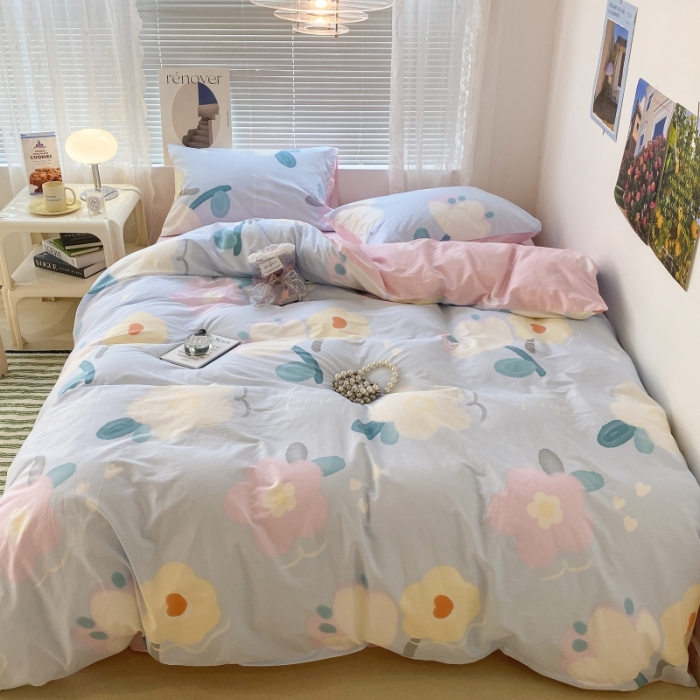 91家纺网 家纺一手货源 找家纺 昔可家纺 2022新款法式田园花卉系列全棉四件套 夏沫慕斯