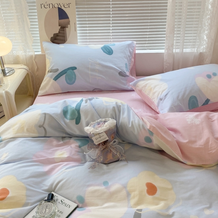 91家纺网 家纺一手货源 找家纺 昔可家纺 2022新款法式田园花卉系列全棉四件套 夏沫慕斯