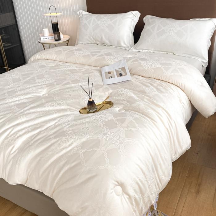 91家纺网 家纺一手货源 找家纺 2024棉被提花A类59大豆纤维被芯加厚冬被