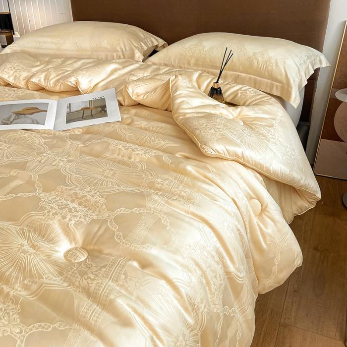 91家纺网 家纺一手货源 找家纺 2024棉被提花A类59大豆纤维被芯加厚冬被 59木本大豆被黄色3