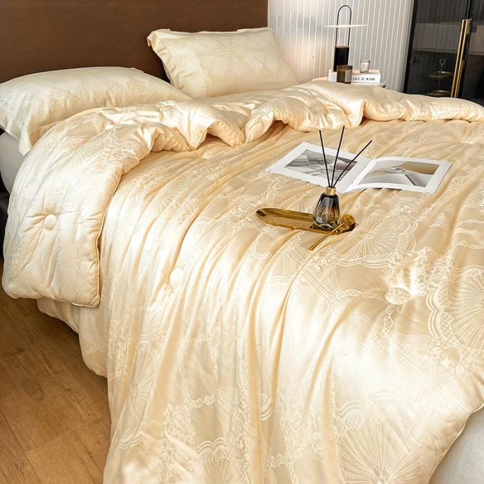 91家纺网 家纺一手货源 找家纺 2024棉被提花A类59大豆纤维被芯加厚冬被 59木本大豆被黄色3