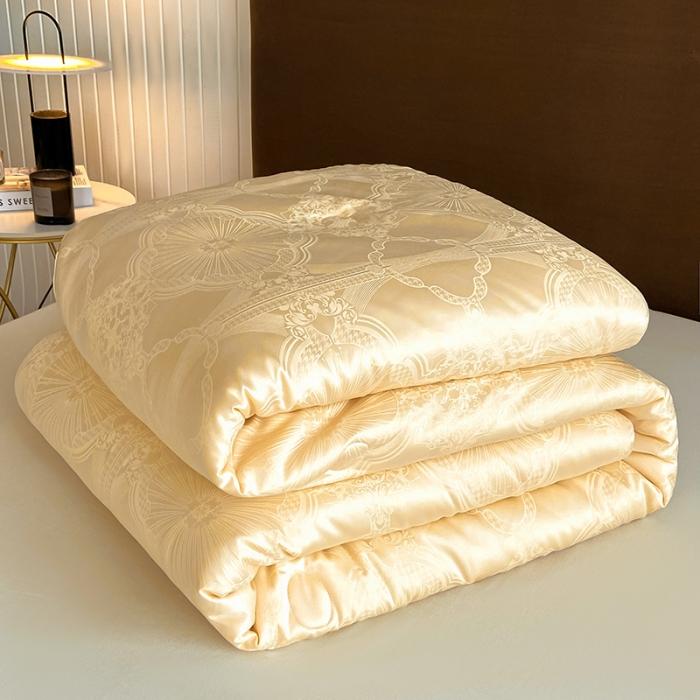 91家纺网 家纺一手货源 找家纺 2024棉被提花A类59大豆纤维被芯加厚冬被 59木本大豆被黄色3