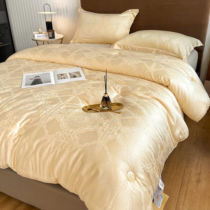 91家纺网 家纺一手货源 找家纺 2024棉被提花A类59大豆纤维被芯加厚冬被 59木本大豆被黄色3