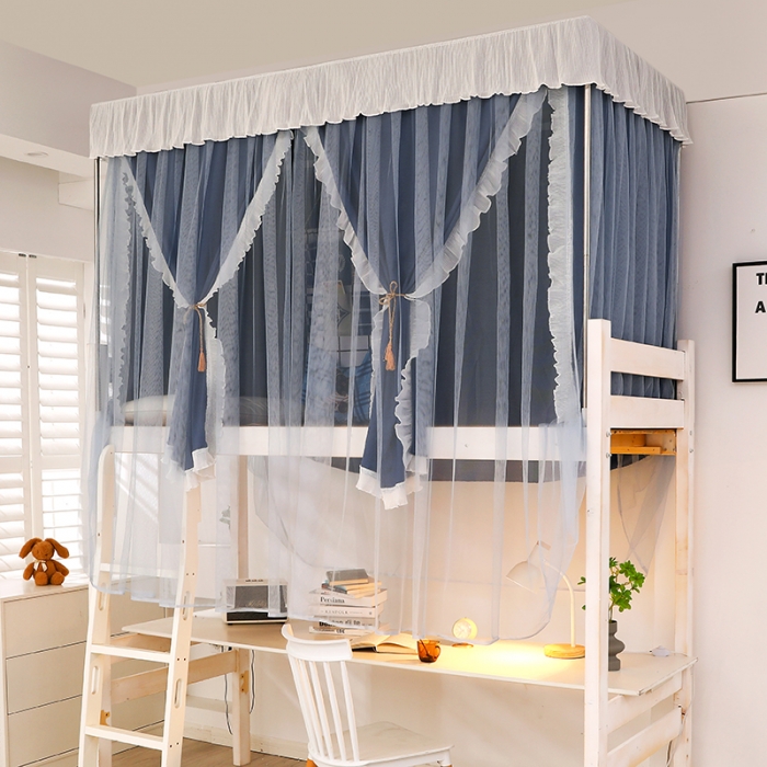 91家纺网 家纺一手货源 找家纺 迪凡保罗蚊帐 2022新款C17铝合金导轨纯色学生蚊帐 阳光藏青