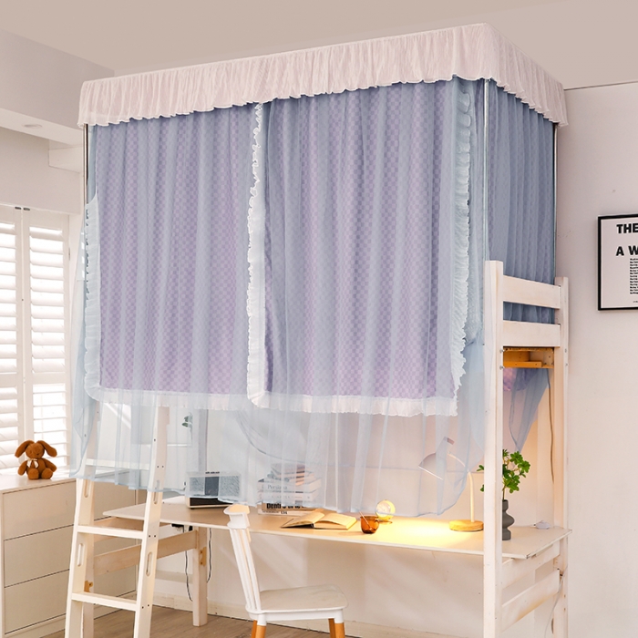 91家纺网 家纺一手货源 找家纺 迪凡保罗蚊帐 2022新款C17铝合金导轨纯色学生蚊帐 阳光豆沙