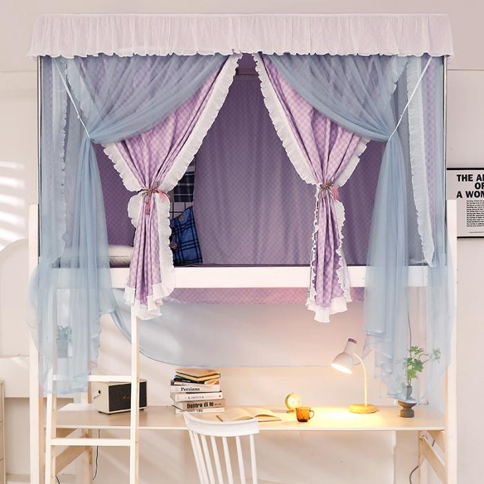 91家纺网 家纺一手货源 找家纺 迪凡保罗蚊帐 2022新款C17铝合金导轨纯色学生蚊帐 阳光豆沙