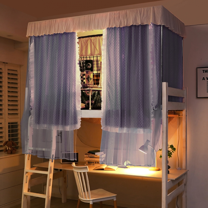 91家纺网 家纺一手货源 找家纺 迪凡保罗蚊帐 2022新款C17铝合金导轨纯色学生蚊帐 阳光豆沙