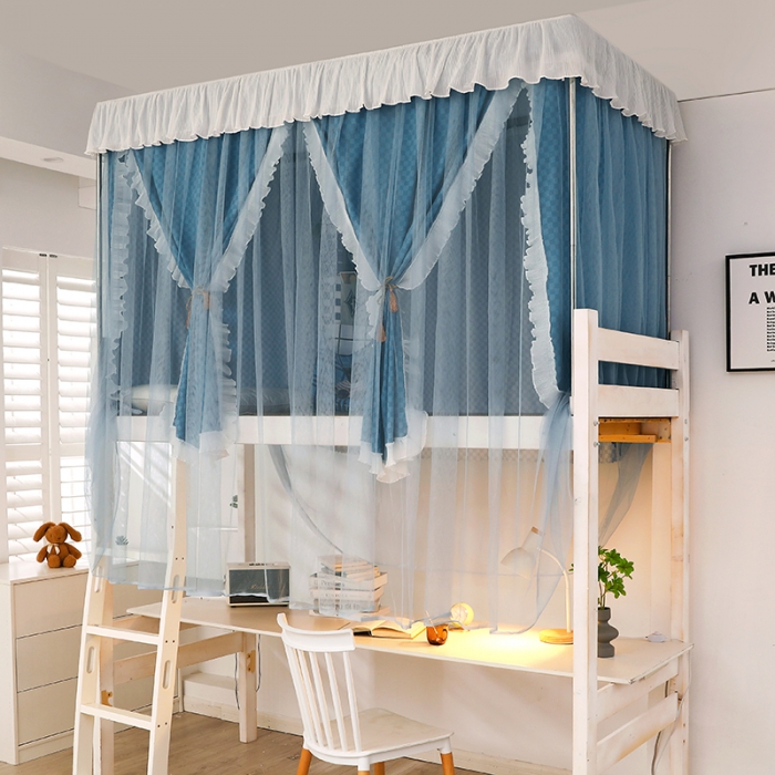 91家纺网 家纺一手货源 找家纺 迪凡保罗蚊帐 2022新款C17铝合金导轨纯色学生蚊帐 阳光深蓝