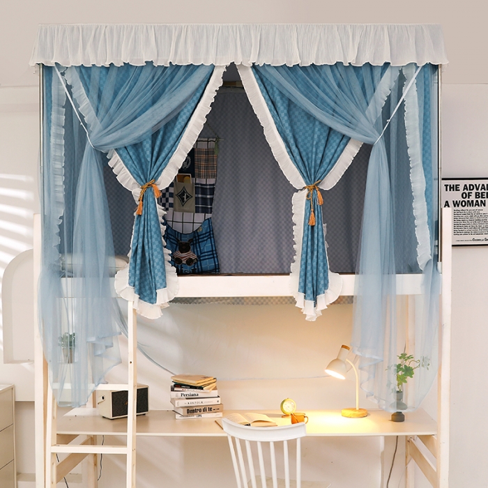 91家纺网 家纺一手货源 找家纺 迪凡保罗蚊帐 2022新款C17铝合金导轨纯色学生蚊帐 阳光深蓝