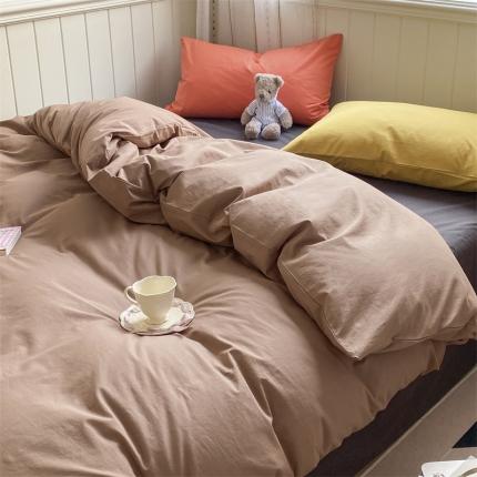 91家纺网 家纺一手货源 找家纺 蓝巢家纺 2022新款全棉水洗棉双拼款四件套 混搭太妃糖