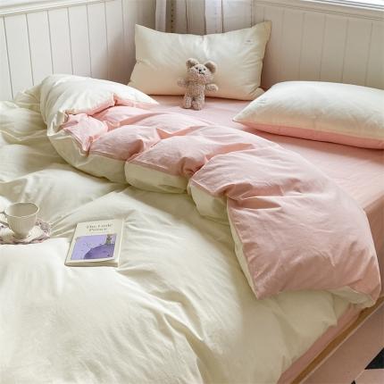 91家纺网 家纺一手货源 找家纺 （总）蓝巢家纺 2022新款全棉水洗棉双拼款四件套