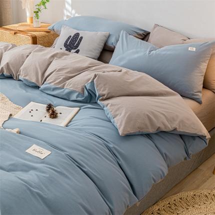 91家纺网 家纺一手货源 找家纺 （总）蓝巢家纺 2022新款全棉水洗棉双拼款四件套