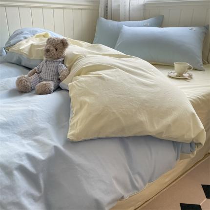 91家纺网 家纺一手货源 找家纺 （总）蓝巢家纺 2022新款全棉水洗棉双拼款四件套