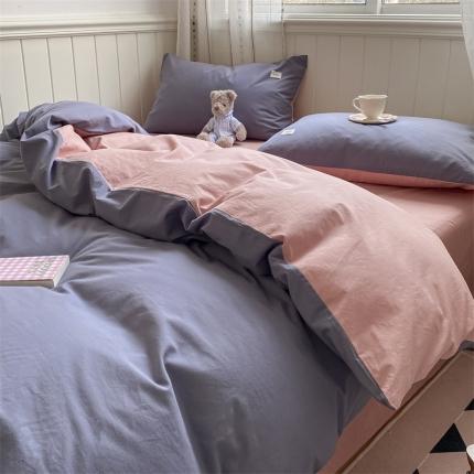 91家纺网 家纺一手货源 找家纺 （总）蓝巢家纺 2022新款全棉水洗棉双拼款四件套