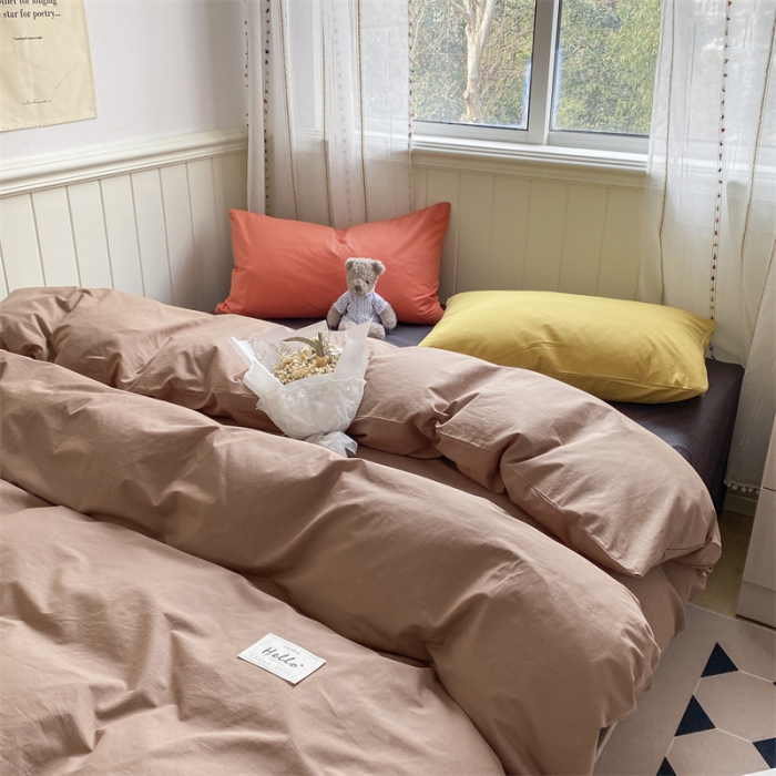 91家纺网 家纺一手货源 找家纺 蓝巢家纺 2022新款全棉水洗棉双拼款四件套 混搭太妃糖