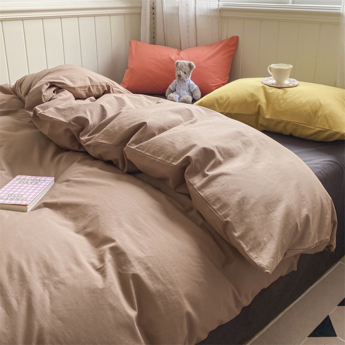 91家纺网 家纺一手货源 找家纺 蓝巢家纺 2022新款全棉水洗棉双拼款四件套 混搭太妃糖