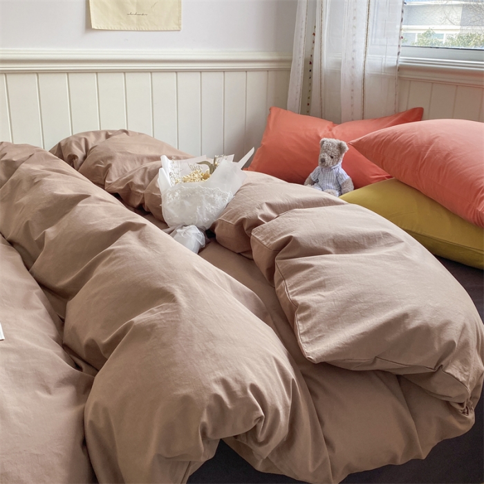 91家纺网 家纺一手货源 找家纺 蓝巢家纺 2022新款全棉水洗棉双拼款四件套 混搭太妃糖