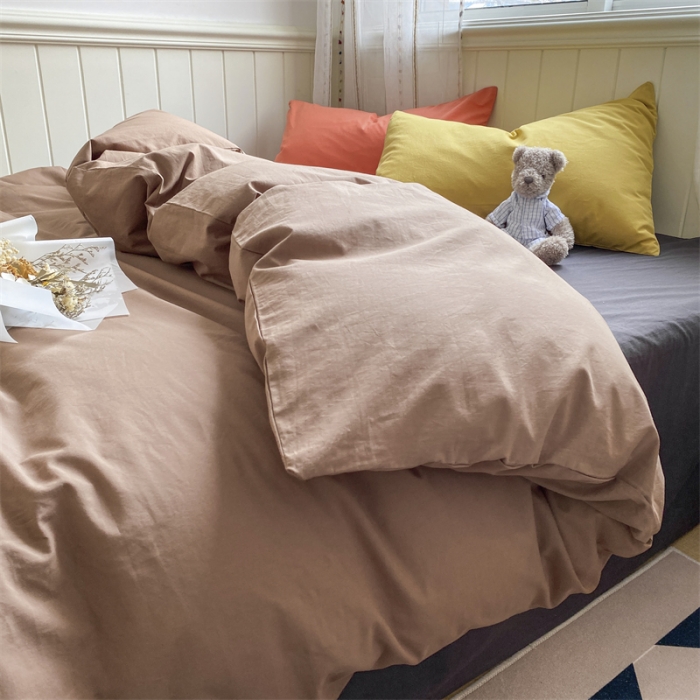 91家纺网 家纺一手货源 找家纺 蓝巢家纺 2022新款全棉水洗棉双拼款四件套 混搭太妃糖