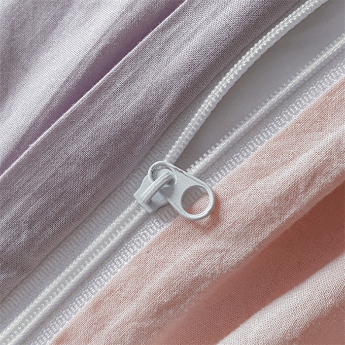 91家纺网 家纺一手货源 找家纺 蓝巢家纺 2022新款全棉水洗棉双拼款四件套 浅紫浅粉