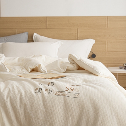 91家纺网 家纺一手货源 找家纺 2024A类原棉59%李官奇大豆纤维全棉春秋冬被 59原棉大豆被豆朴7