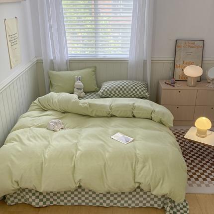 91家纺网 家纺一手货源 找家纺 （总）三朵 2022新款牛奶绒混搭四件套场景一