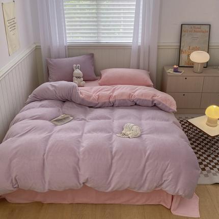 91家纺网 家纺一手货源 找家纺 （总）三朵 2022新款牛奶绒混搭四件套场景一