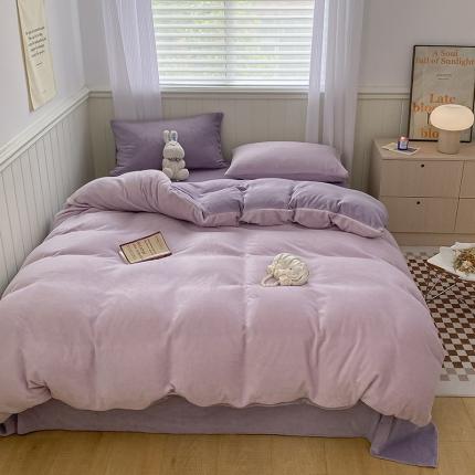 91家纺网 家纺一手货源 找家纺 （总）三朵 2022新款牛奶绒混搭四件套场景一