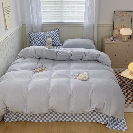 91家纺网 家纺一手货源 找家纺 （总）三朵 2022新款牛奶绒混搭四件套场景一