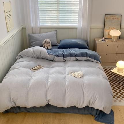 91家纺网 家纺一手货源 找家纺 （总）三朵 2022新款牛奶绒混搭四件套场景一