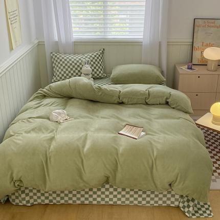 91家纺网 家纺一手货源 找家纺 （总）三朵 2022新款牛奶绒混搭四件套场景一